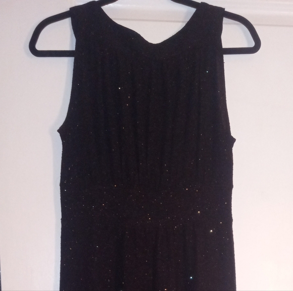 Haani Elegant Black Long Sleeveless Cocktail Dress Rhinestone Neck - Picture 2 of 5